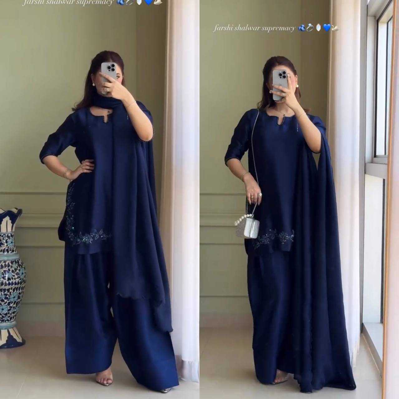 Ynf Crepe Silk KESH528 461 Suits & Dresses Wedding Collections Festive Collections Wholesale Ladies Silk Suit Party wear suits Handwork Suits Manufacturer