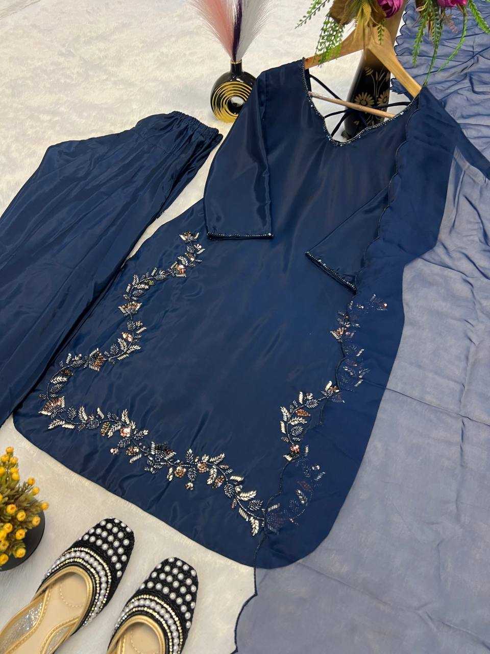 Ynf Crepe Silk KESH528 461 Suits & Dresses Wedding Collections Festive Collections Wholesale Ladies Silk Suit Party wear suits Handwork Suits Manufacturer
