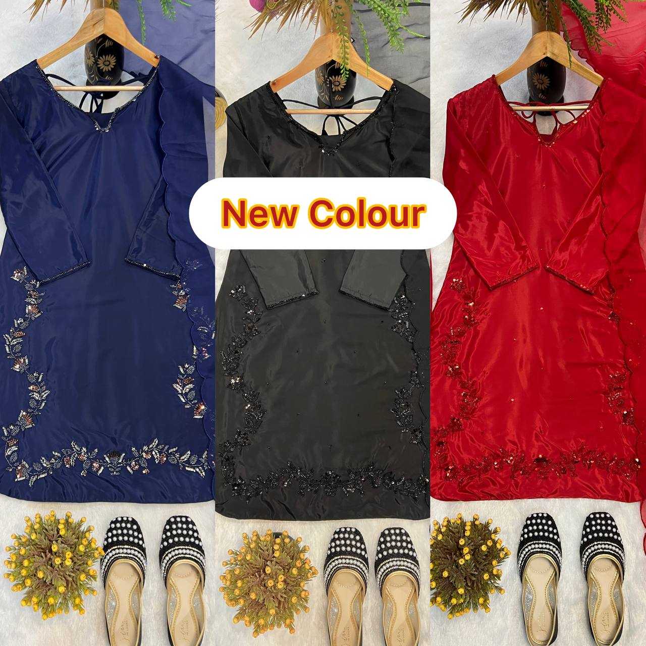 Ynf Crepe Silk KESH528 461 Suits & Dresses Wedding Collections Festive Collections Wholesale Ladies Silk Suit Party wear suits Handwork Suits Manufacturer
