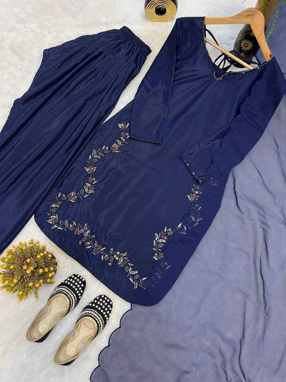 Ynf Crepe Silk KESH528 461 Suits & Dresses Wedding Collections Festive Collections Wholesale Ladies Silk Suit Party wear suits Handwork Suits Manufacturer