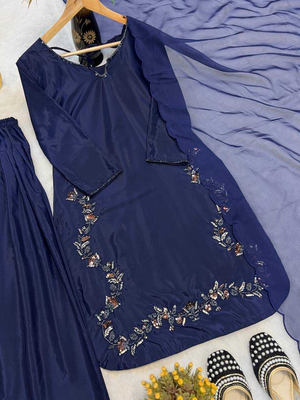 Ynf Crepe Silk KESH528 461 Suits & Dresses Wedding Collections Festive Collections Wholesale Ladies Silk Suit Party wear suits Handwork Suits Manufacturer