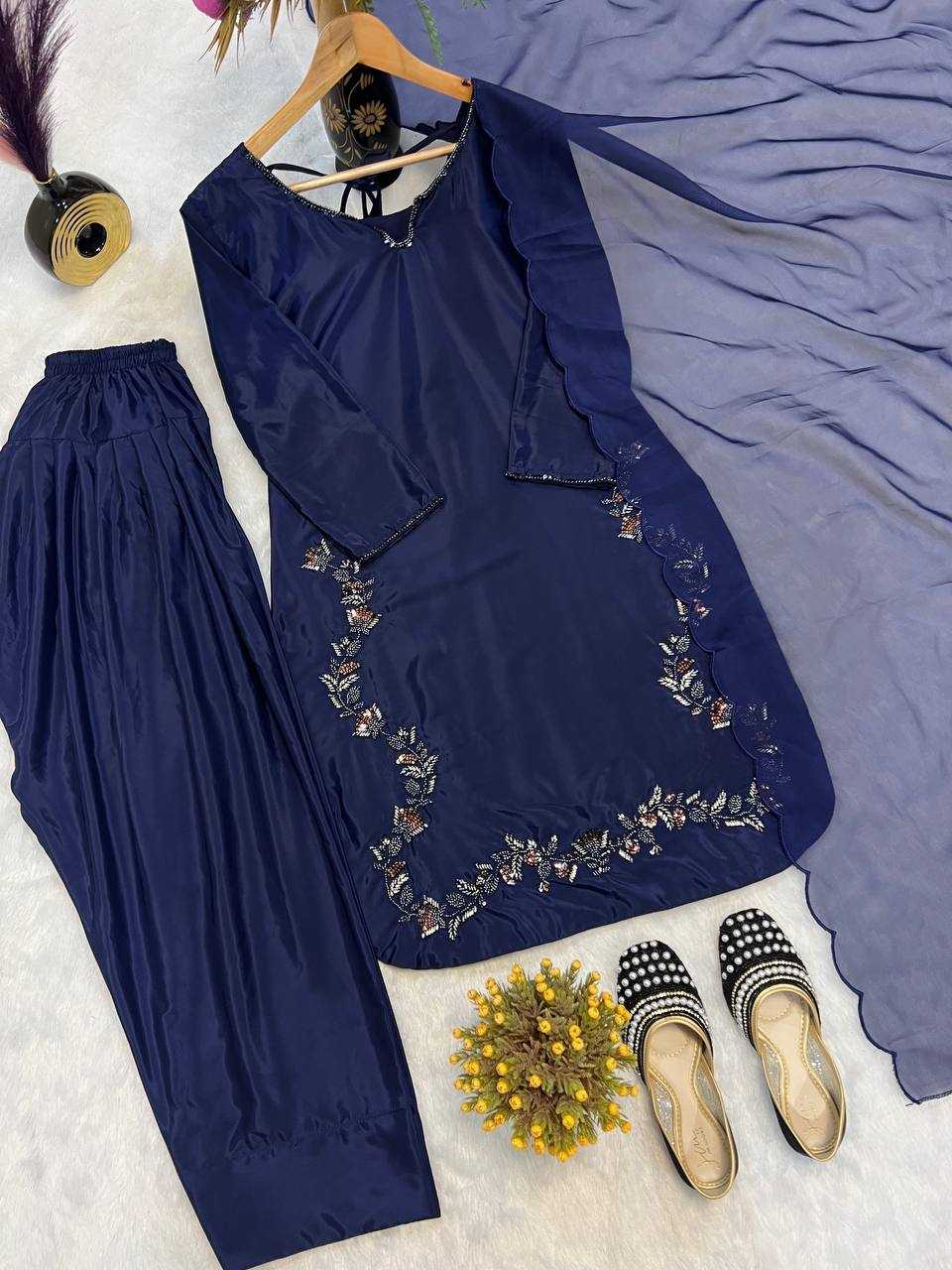 Ynf Crepe Silk KESH528 461 Suits & Dresses Wedding Collections Festive Collections Wholesale Ladies Silk Suit Party wear suits Handwork Suits Manufacturer