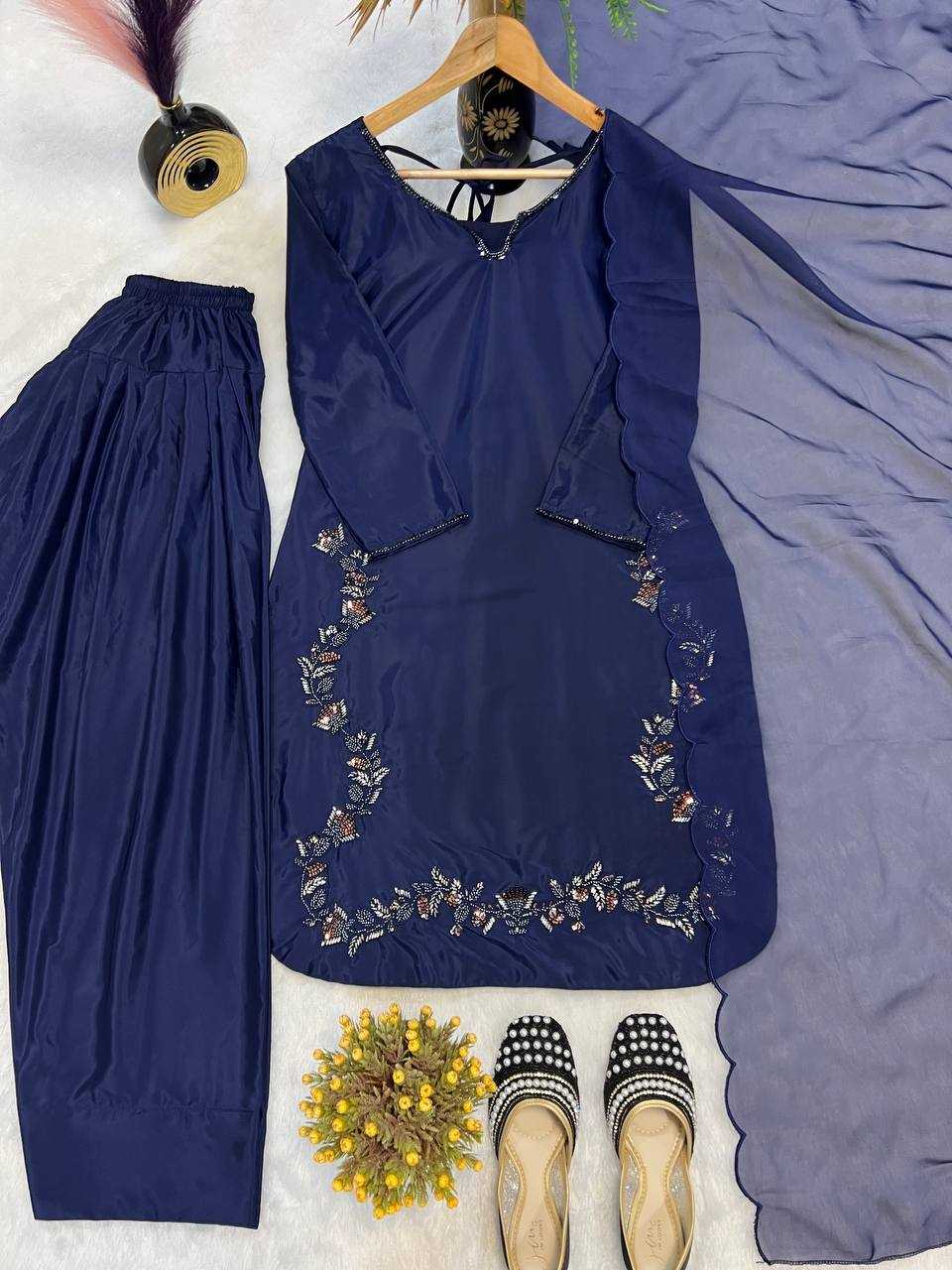Ynf Crepe Silk KESH528 461 Suits & Dresses Wedding Collections Festive Collections Wholesale Ladies Silk Suit Party wear suits Handwork Suits Manufacturer