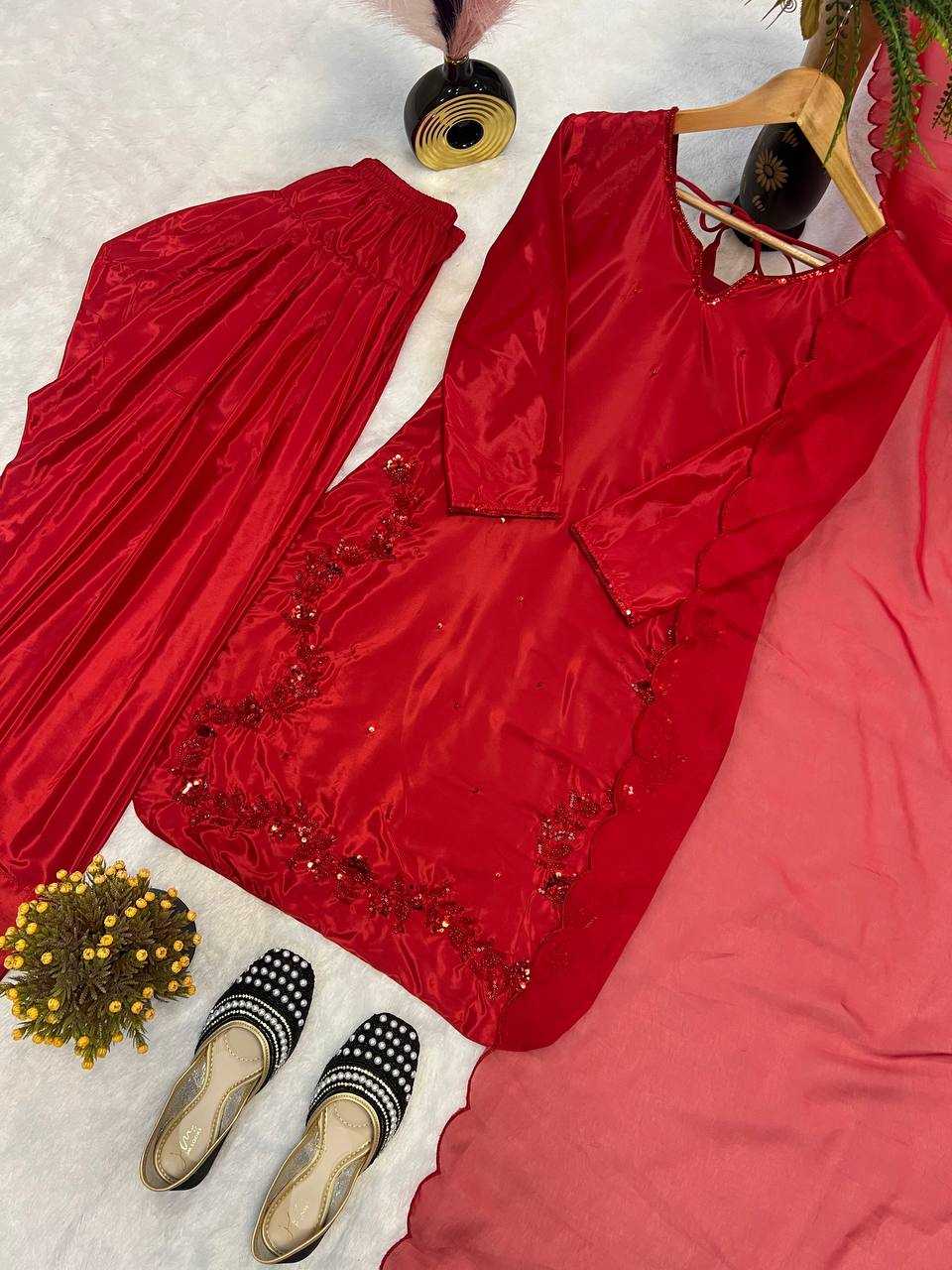 Ynf Crepe Silk KESH528 461 Suits & Dresses Wedding Collections Festive Collections Wholesale Ladies Silk Suit Party wear suits Handwork Suits Manufacturer