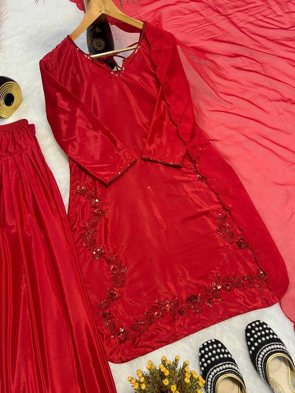 Ynf Crepe Silk KESH528 461 Suits & Dresses Wedding Collections Festive Collections Wholesale Ladies Silk Suit Party wear suits Handwork Suits Manufacturer