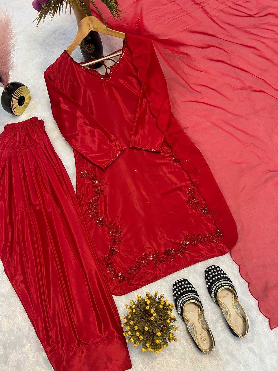 Ynf Crepe Silk KESH528 461 Suits & Dresses Wedding Collections Festive Collections Wholesale Ladies Silk Suit Party wear suits Handwork Suits Manufacturer