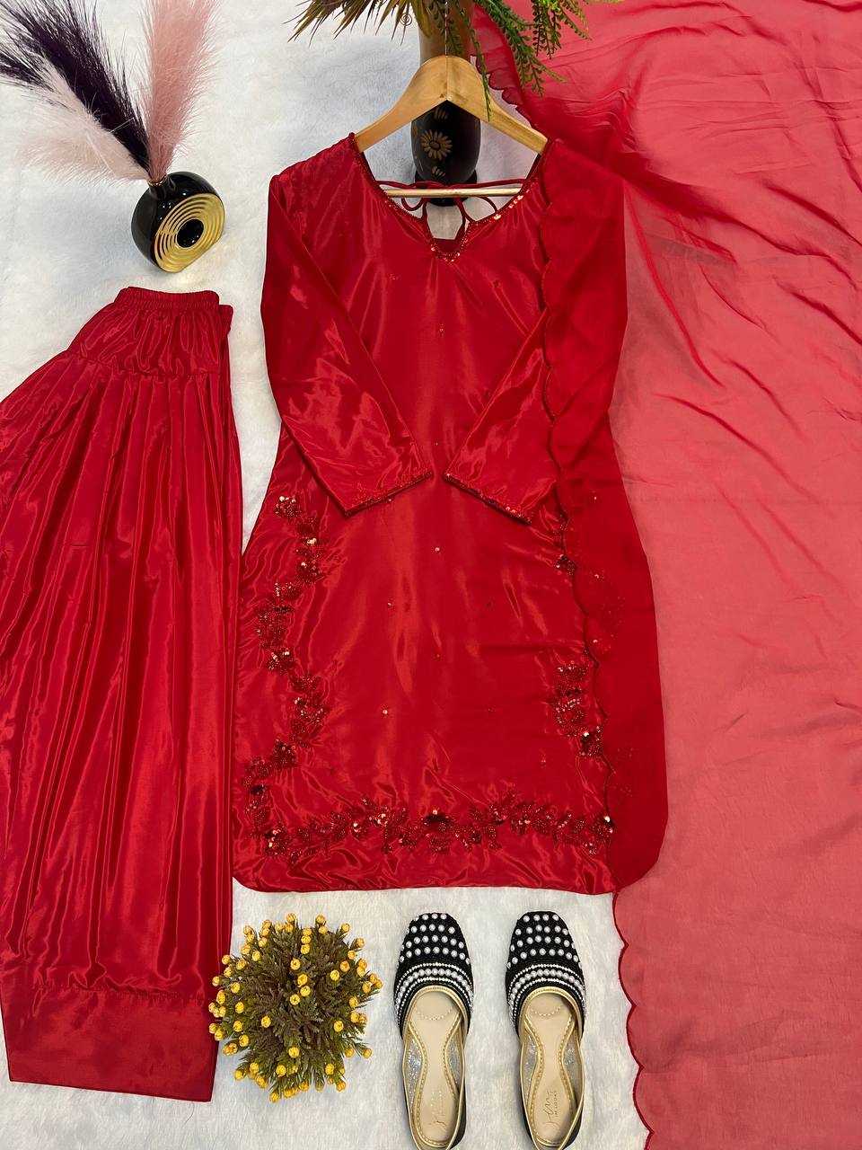 Ynf Crepe Silk KESH528 461 Suits & Dresses Wedding Collections Festive Collections Wholesale Ladies Silk Suit Party wear suits Handwork Suits Manufacturer