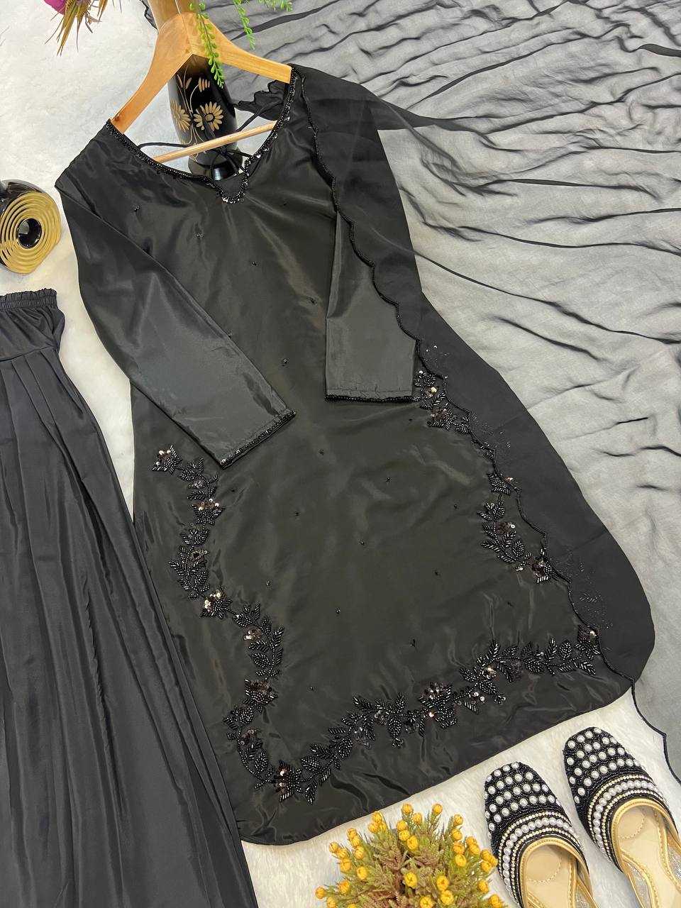 Ynf Crepe Silk KESH528 461 Suits & Dresses Wedding Collections Festive Collections Wholesale Ladies Silk Suit Party wear suits Handwork Suits Manufacturer