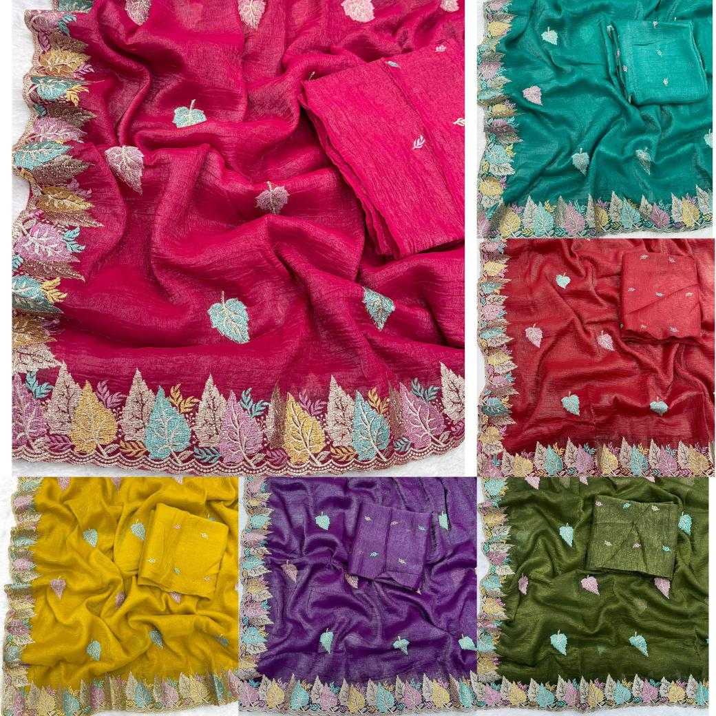 Ynf Crunchi KESH114 3832 Sarees Wholesale Embroidered Sarees Cutwork Saree Zari Border Sarees Manufacturer