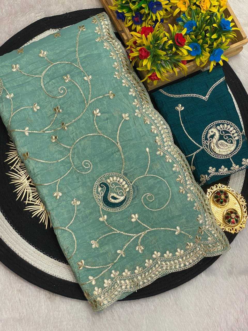 Ynf Crunchi RIN216 kayara Sarees Wholesale Designer Sarees Embroidered Sarees Manufacturer