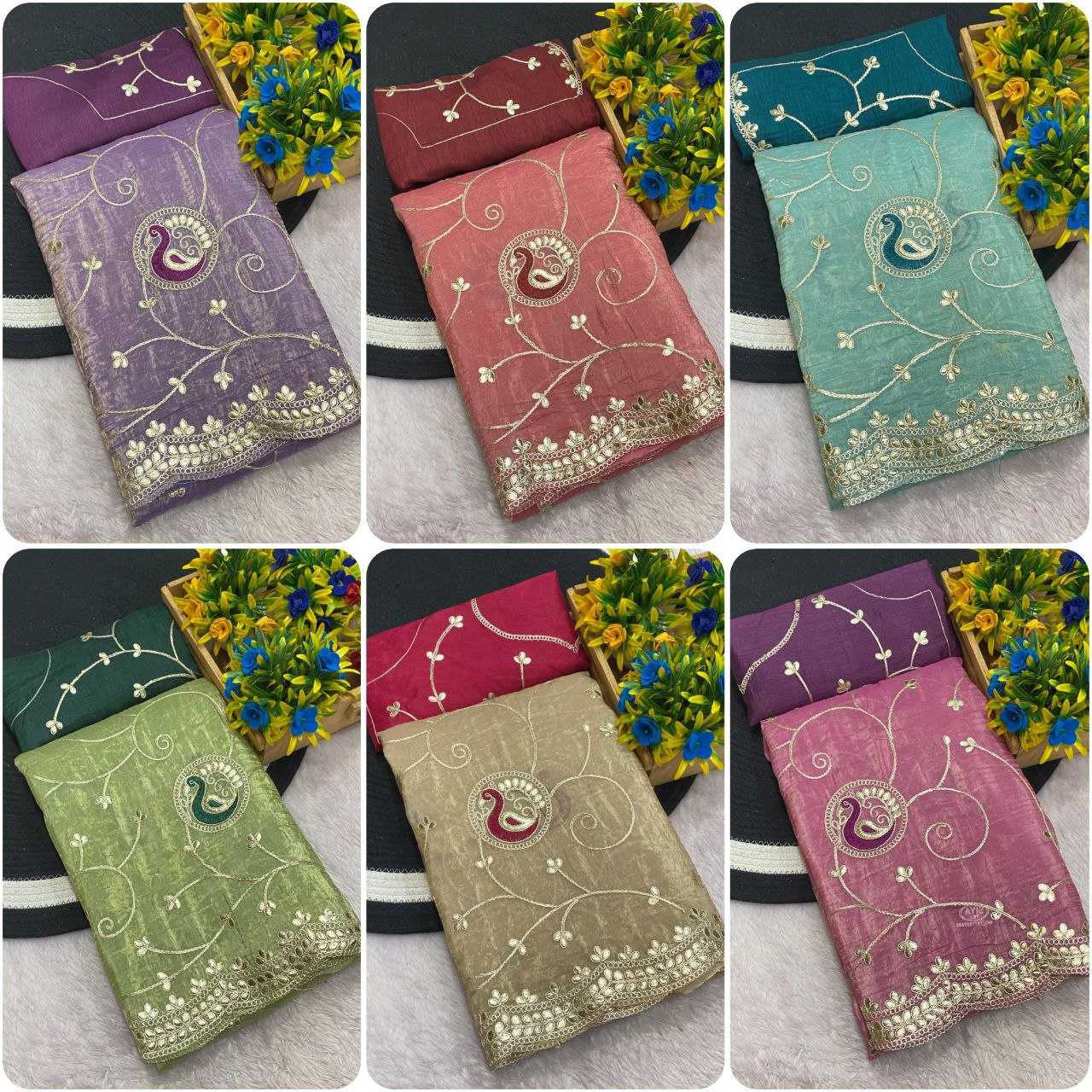 Ynf Crunchi RIN216 kayara Sarees Wholesale Designer Sarees Embroidered Sarees Manufacturer
