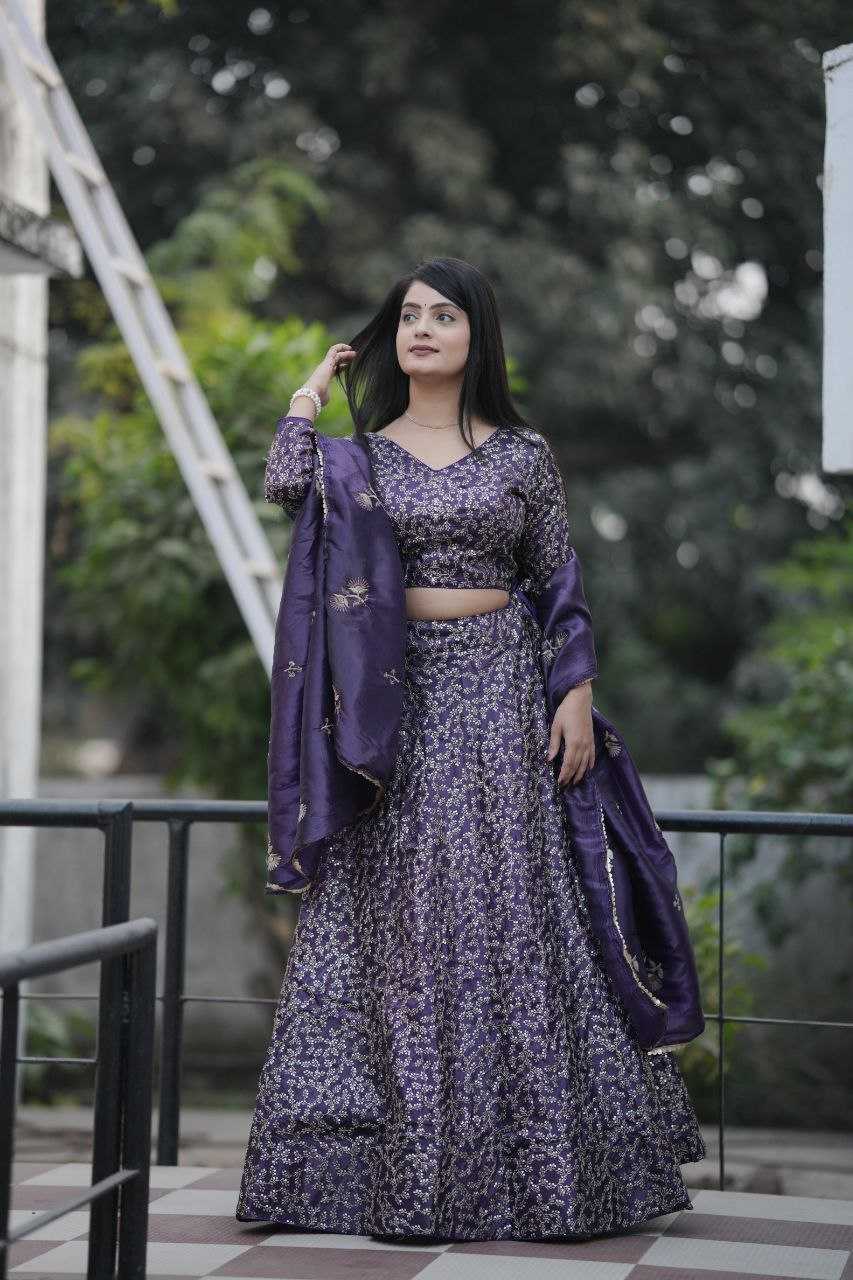 Ynf Crush Silk RIN133 004 Lehengas Wholesale Fancy Lehenga Zari Work Lehenga Lehenga For Engagement Sequins Lehenga Lehenga With Cancan Manufacturer