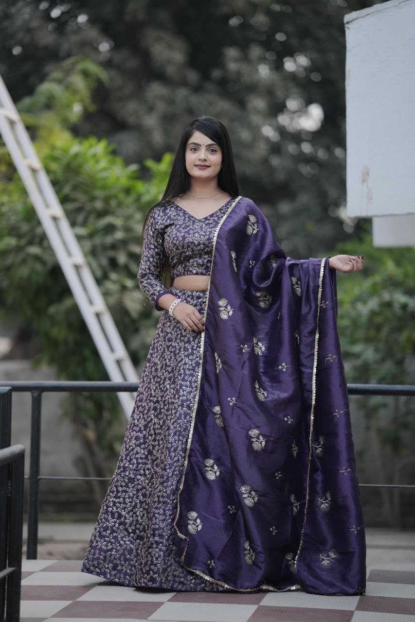 Ynf Crush Silk RIN133 004 Lehengas Wholesale Fancy Lehenga Zari Work Lehenga Lehenga For Engagement Sequins Lehenga Lehenga With Cancan Manufacturer