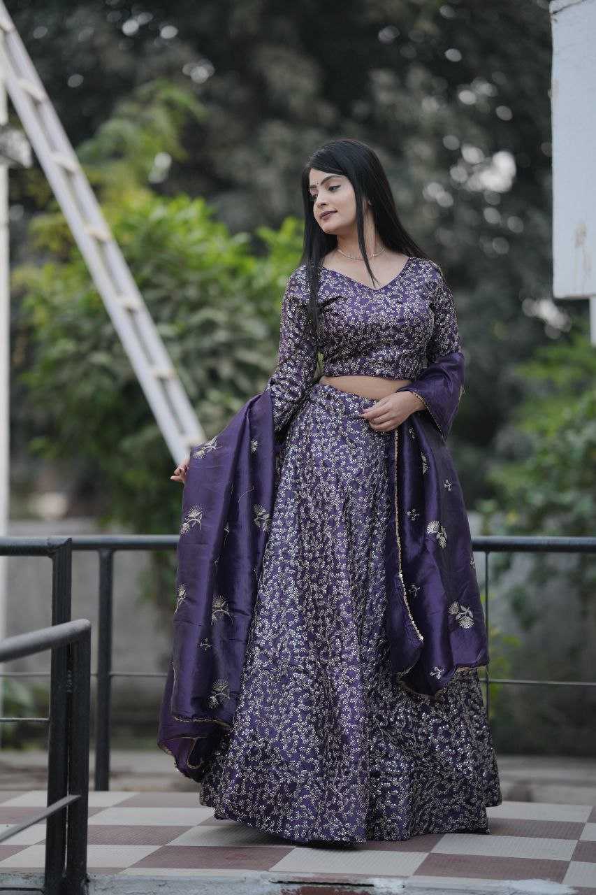 Ynf Crush Silk RIN133 004 Lehengas Wholesale Fancy Lehenga Zari Work Lehenga Lehenga For Engagement Sequins Lehenga Lehenga With Cancan Manufacturer