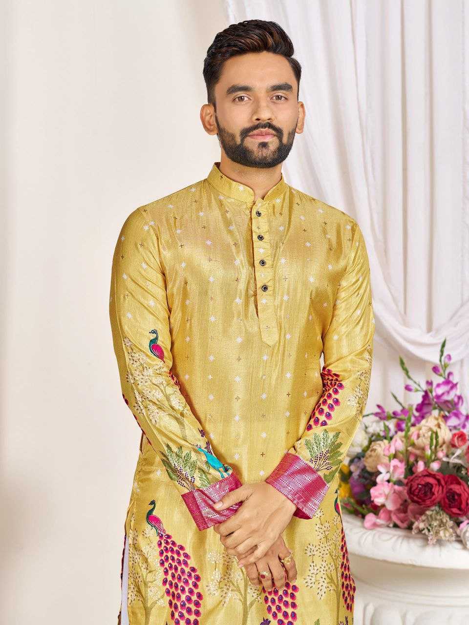Ynf Dola Silk RIN131 LOVE BIRDS Couple Wear Plus Size Collections Wholesale Festive Matching Couple Dresses Designer Ethnic Outfits for Couples Manufacturer