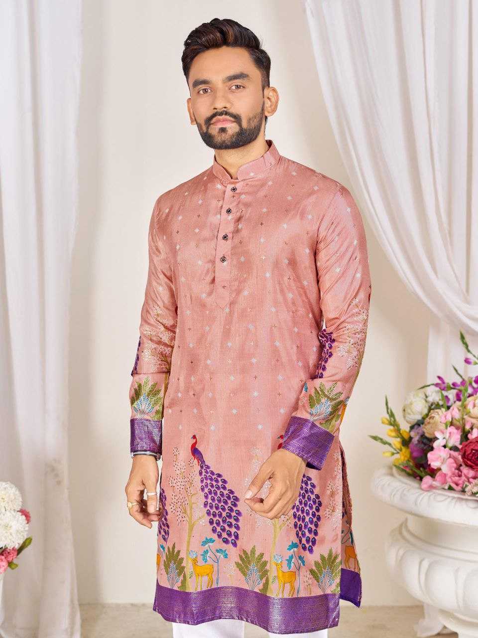 Ynf Dola Silk RIN131 LOVE BIRDS Couple Wear Plus Size Collections Wholesale Festive Matching Couple Dresses Designer Ethnic Outfits for Couples Manufacturer
