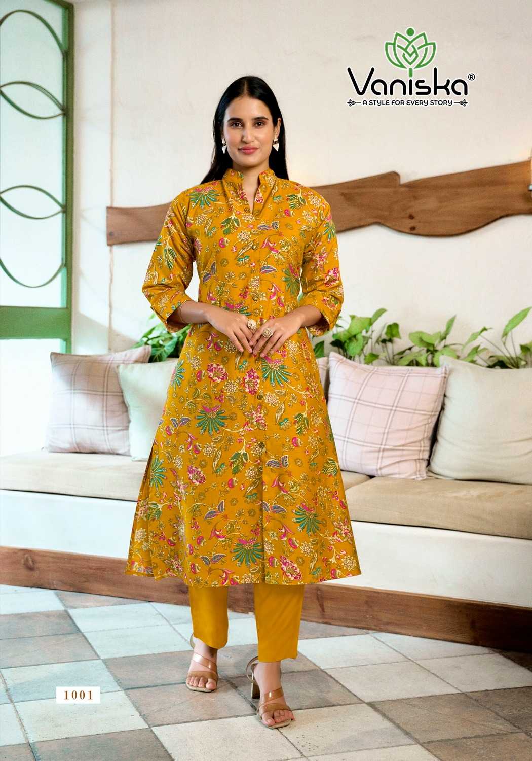 Ynf Fancy RIN190 VANISKA-FLOWER VELLY VOL.1 Setwise Collections Wholesale Kurtis Catalogs Manufacturer
