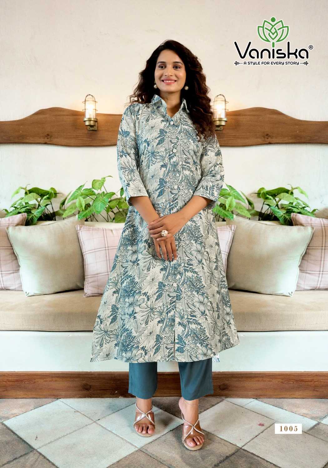 Ynf Fancy RIN190 VANISKA-FLOWER VELLY VOL.1 Setwise Collections Wholesale Kurtis Catalogs Manufacturer