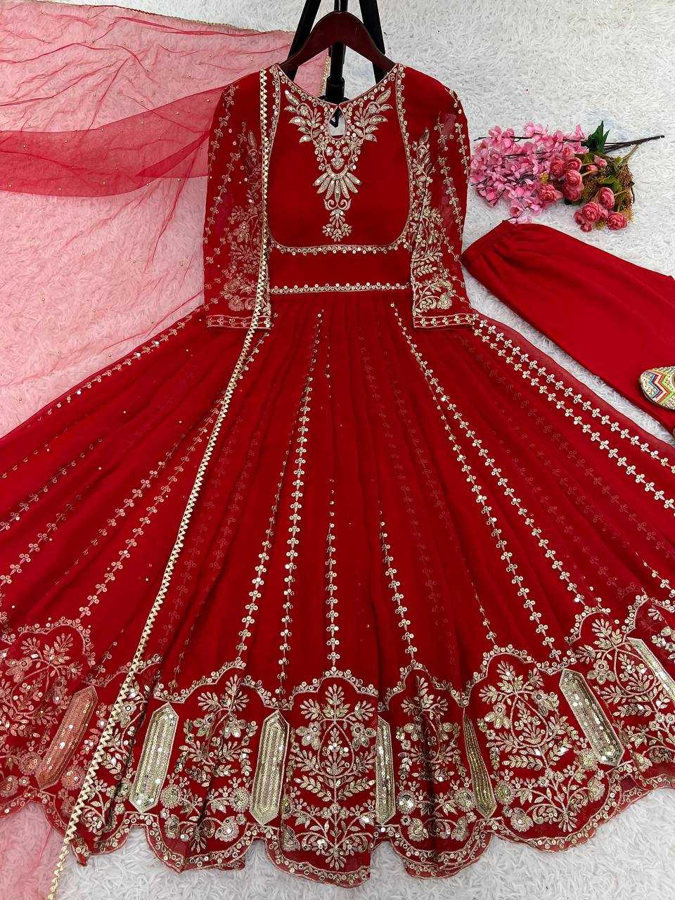 Ynf Faux Georgette KESH499 817 Gowns Wholesale Party Wear Gowns Sequin Gowns Manufacturer