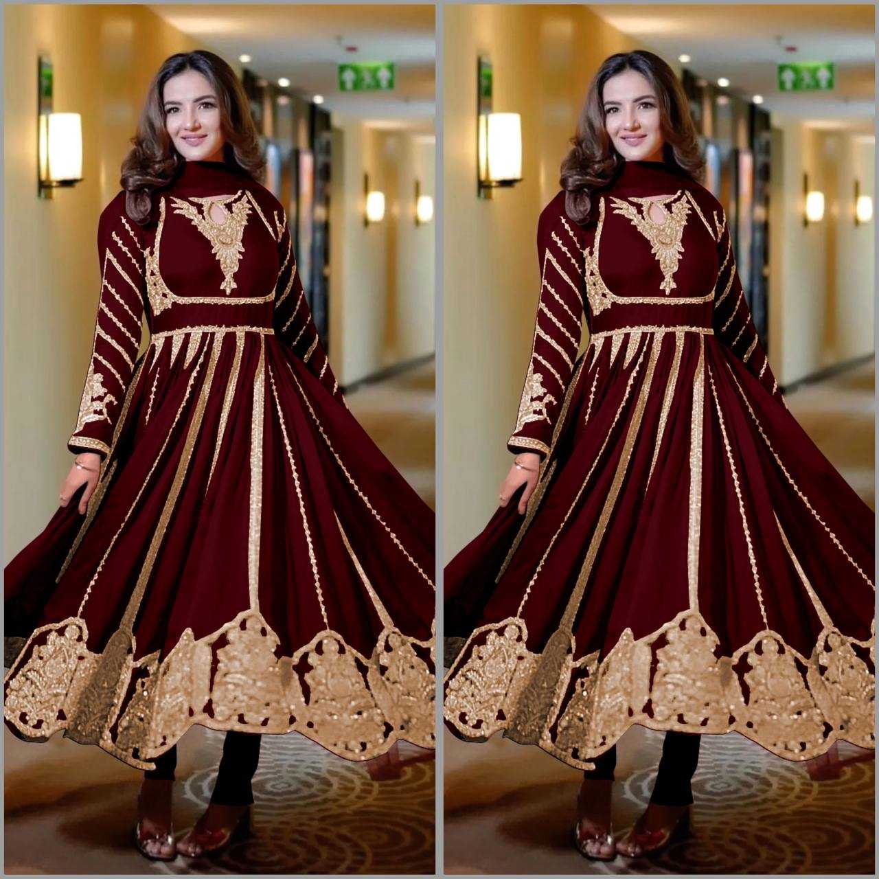 Ynf Faux Georgette KESH499 817 Gowns Wholesale Party Wear Gowns Sequin Gowns Manufacturer