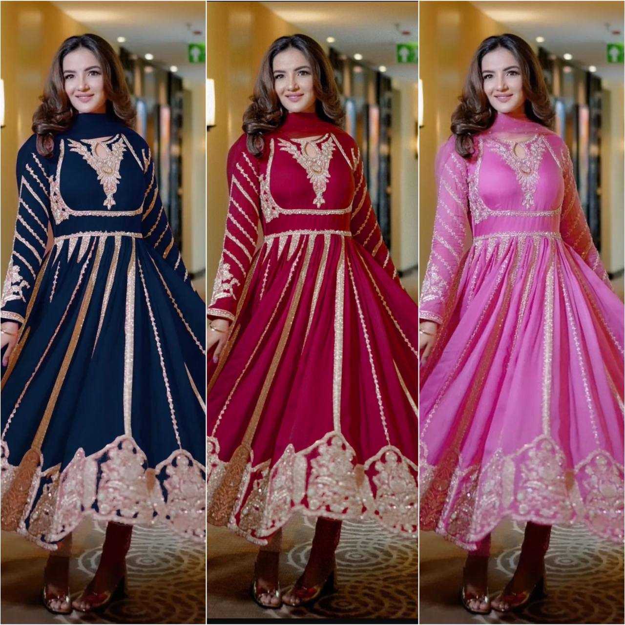 Ynf Faux Georgette KESH499 817 Gowns Wholesale Party Wear Gowns Sequin Gowns Manufacturer
