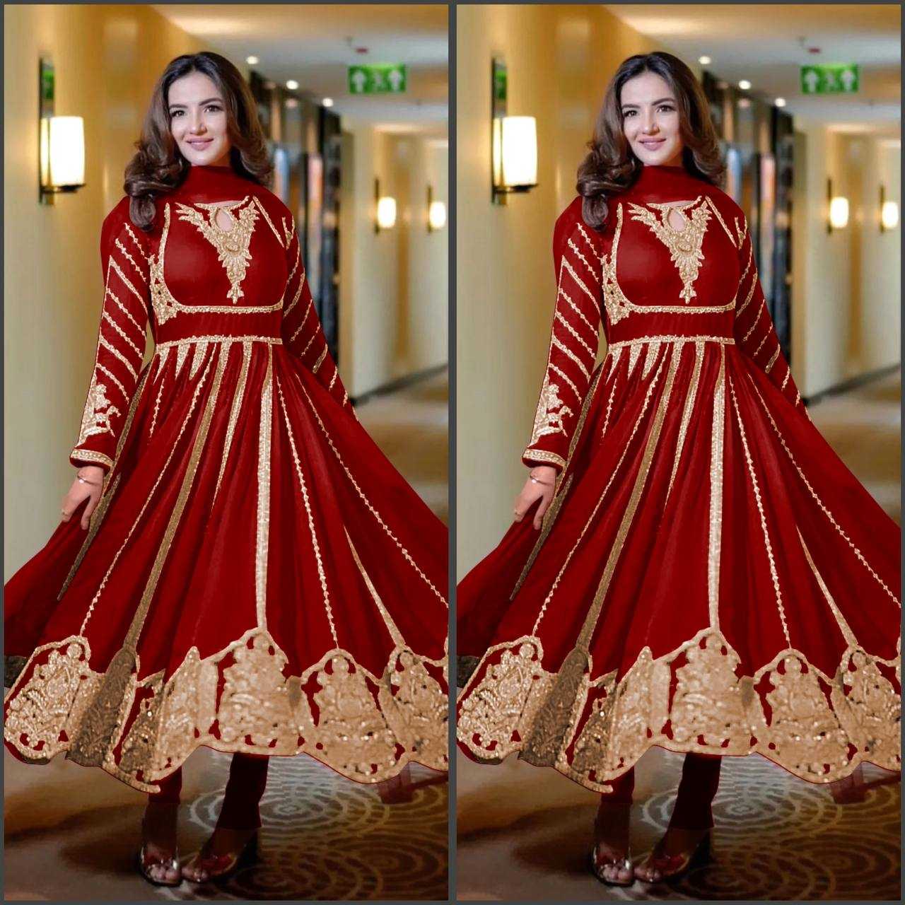 Ynf Faux Georgette KESH499 817 Gowns Wholesale Party Wear Gowns Sequin Gowns Manufacturer