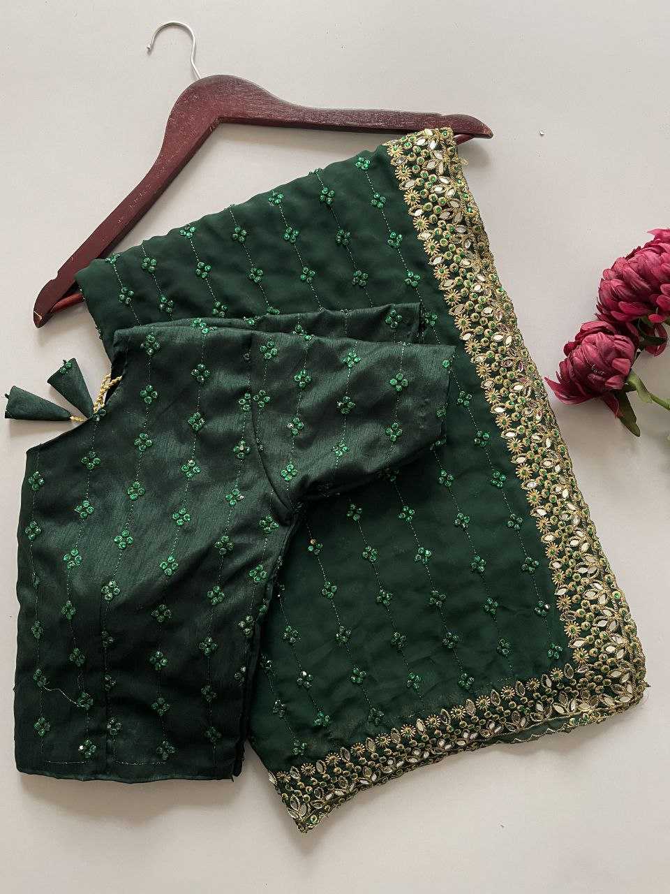 Ynf Faux Georgette KESH524 3465 Sarees Bollywood Collections Wholesale Georgette Sarees Embroidered Sarees Ananya Pandey Sarees Manufacturer