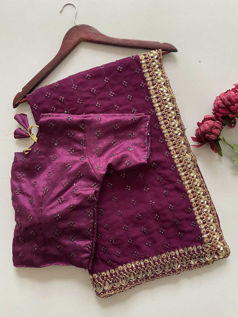 Ynf Faux Georgette KESH524 3465 Sarees Bollywood Collections Wholesale Georgette Sarees Embroidered Sarees Ananya Pandey Sarees Manufacturer