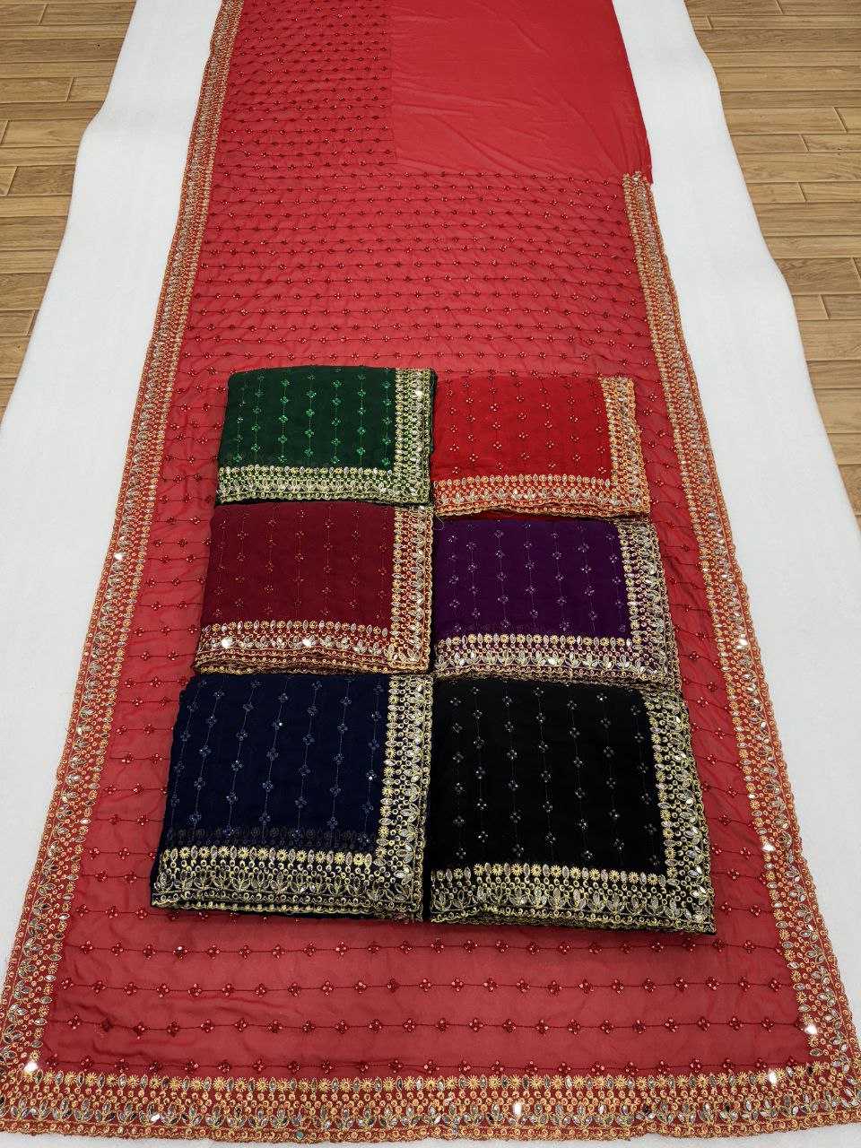 Ynf Faux Georgette KESH524 3465 Sarees Bollywood Collections Wholesale Georgette Sarees Embroidered Sarees Ananya Pandey Sarees Manufacturer
