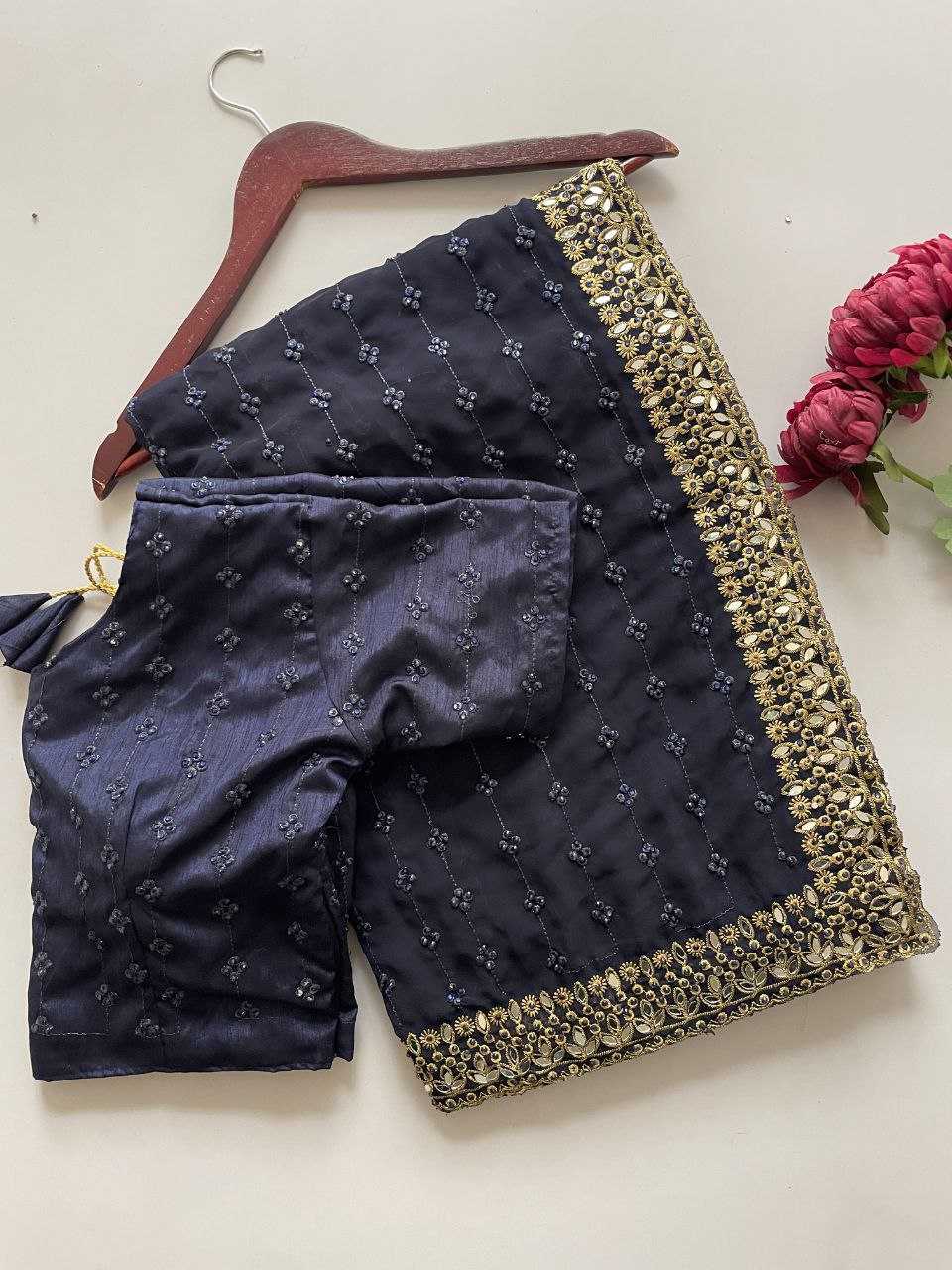 Ynf Faux Georgette KESH524 3465 Sarees Bollywood Collections Wholesale Georgette Sarees Embroidered Sarees Ananya Pandey Sarees Manufacturer