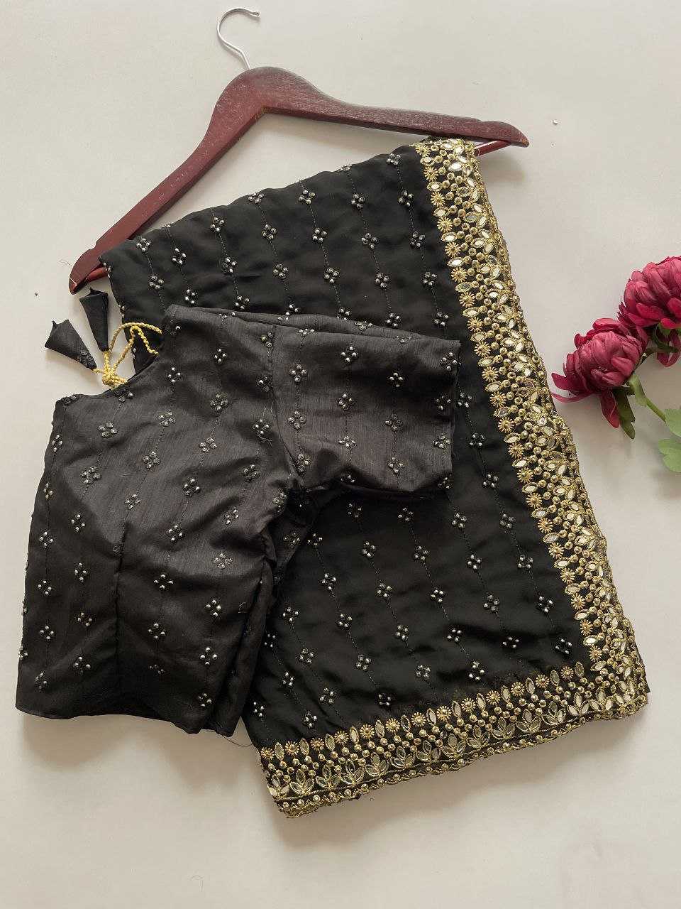 Ynf Faux Georgette KESH524 3465 Sarees Bollywood Collections Wholesale Georgette Sarees Embroidered Sarees Ananya Pandey Sarees Manufacturer