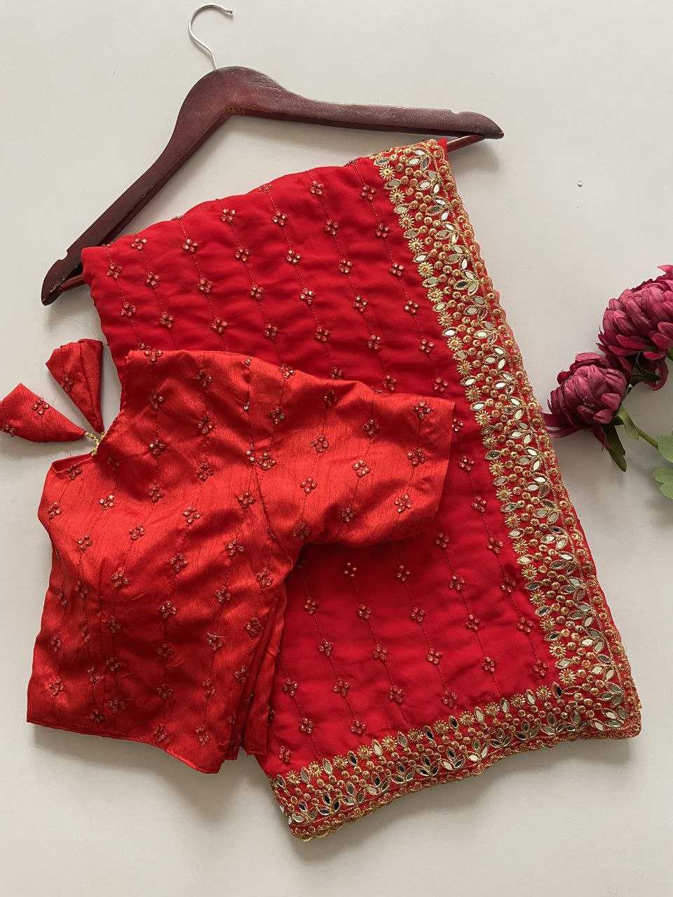 Ynf Faux Georgette KESH524 3465 Sarees Bollywood Collections Wholesale Georgette Sarees Embroidered Sarees Ananya Pandey Sarees Manufacturer