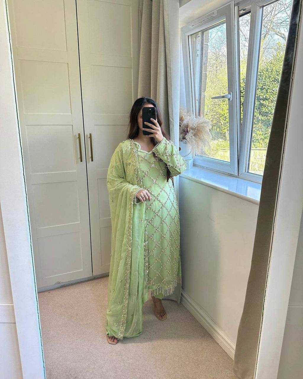Ynf Faux Georgette KESH528 409 Suits & Dresses Wedding Collections Festive Collections Wholesale Embroidery Suits Georgette Suit Handwork Suits Manufacturer