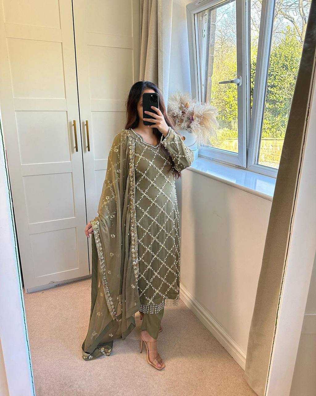 Ynf Faux Georgette KESH528 409 Suits & Dresses Wedding Collections Festive Collections Wholesale Embroidery Suits Georgette Suit Handwork Suits Manufacturer