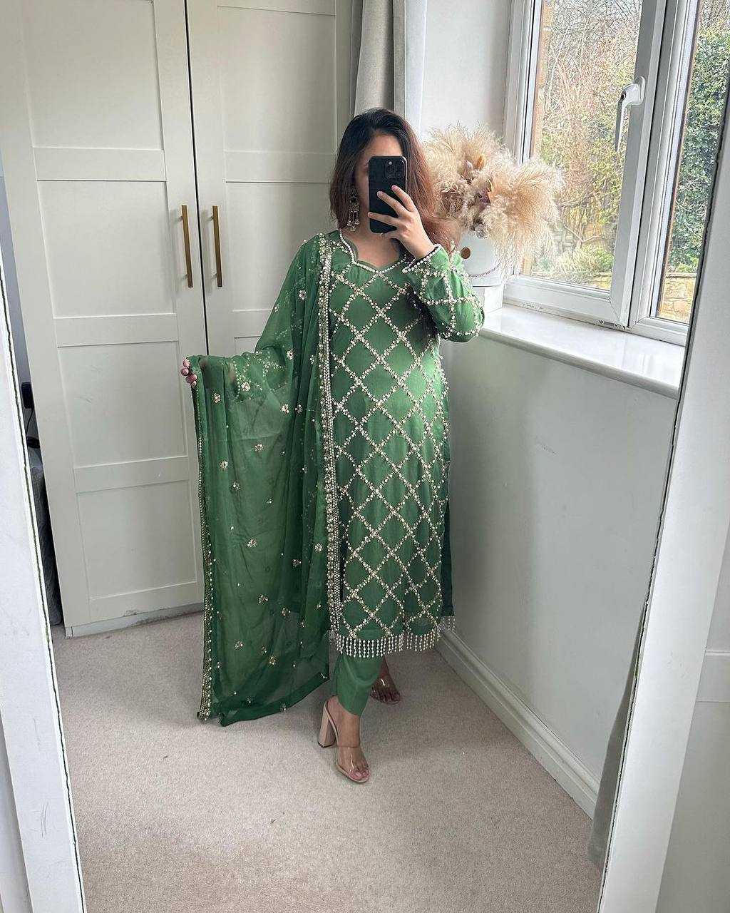 Ynf Faux Georgette KESH528 409 Suits & Dresses Wedding Collections Festive Collections Wholesale Embroidery Suits Georgette Suit Handwork Suits Manufacturer
