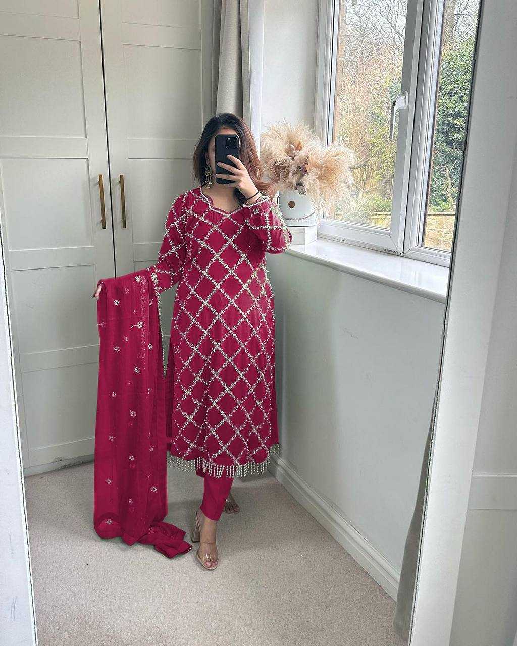 Ynf Faux Georgette KESH528 409 Suits & Dresses Wedding Collections Festive Collections Wholesale Embroidery Suits Georgette Suit Handwork Suits Manufacturer