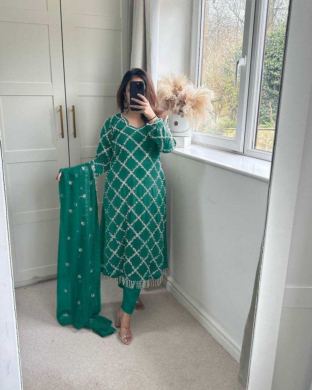Ynf Faux Georgette KESH528 409 Suits & Dresses Wedding Collections Festive Collections Wholesale Embroidery Suits Georgette Suit Handwork Suits Manufacturer