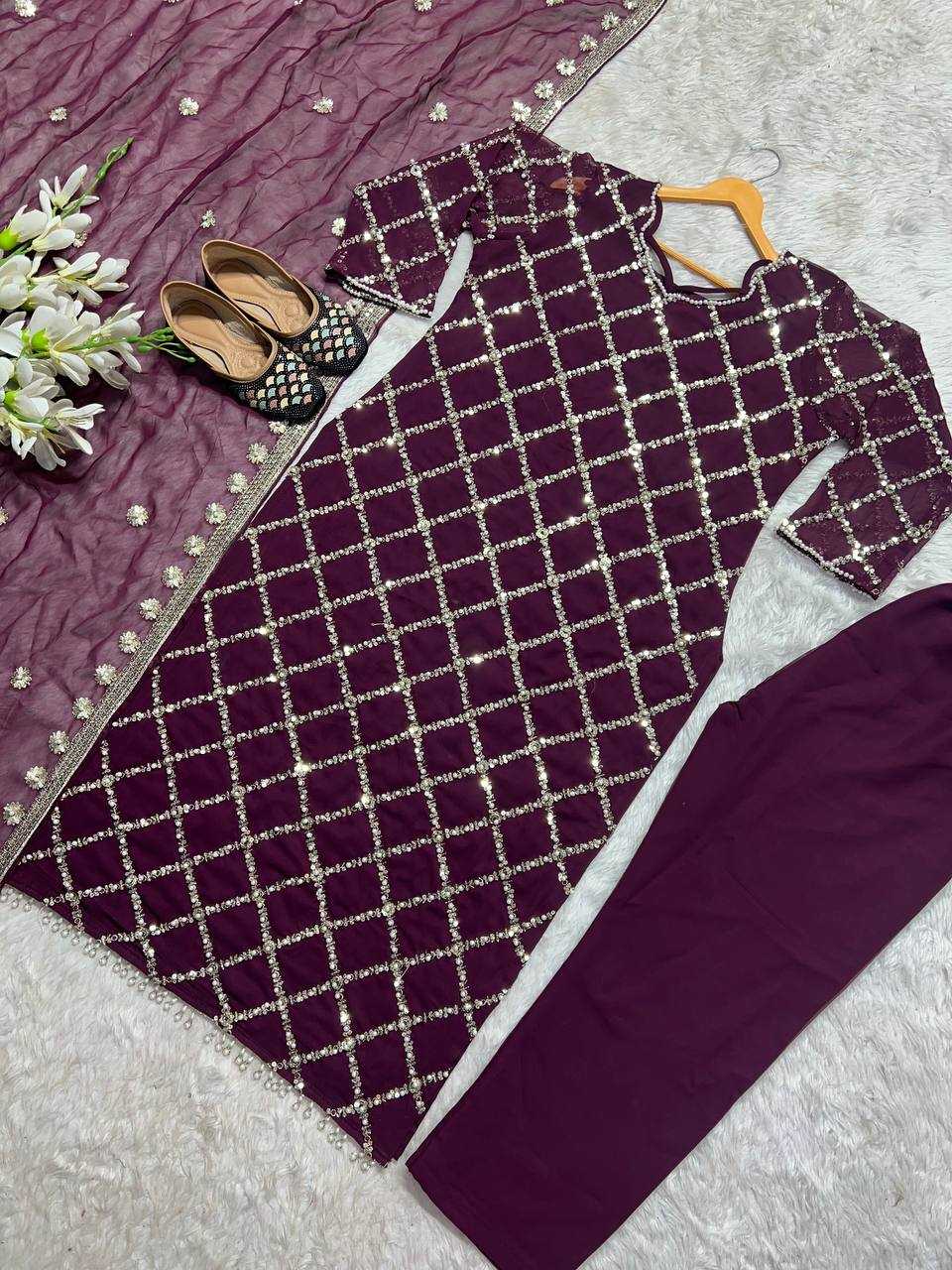 Ynf Faux Georgette KESH528 409 Suits & Dresses Wedding Collections Festive Collections Wholesale Embroidery Suits Georgette Suit Handwork Suits Manufacturer