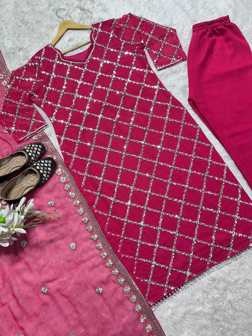 Ynf Faux Georgette KESH528 409 Suits & Dresses Wedding Collections Festive Collections Wholesale Embroidery Suits Georgette Suit Handwork Suits Manufacturer