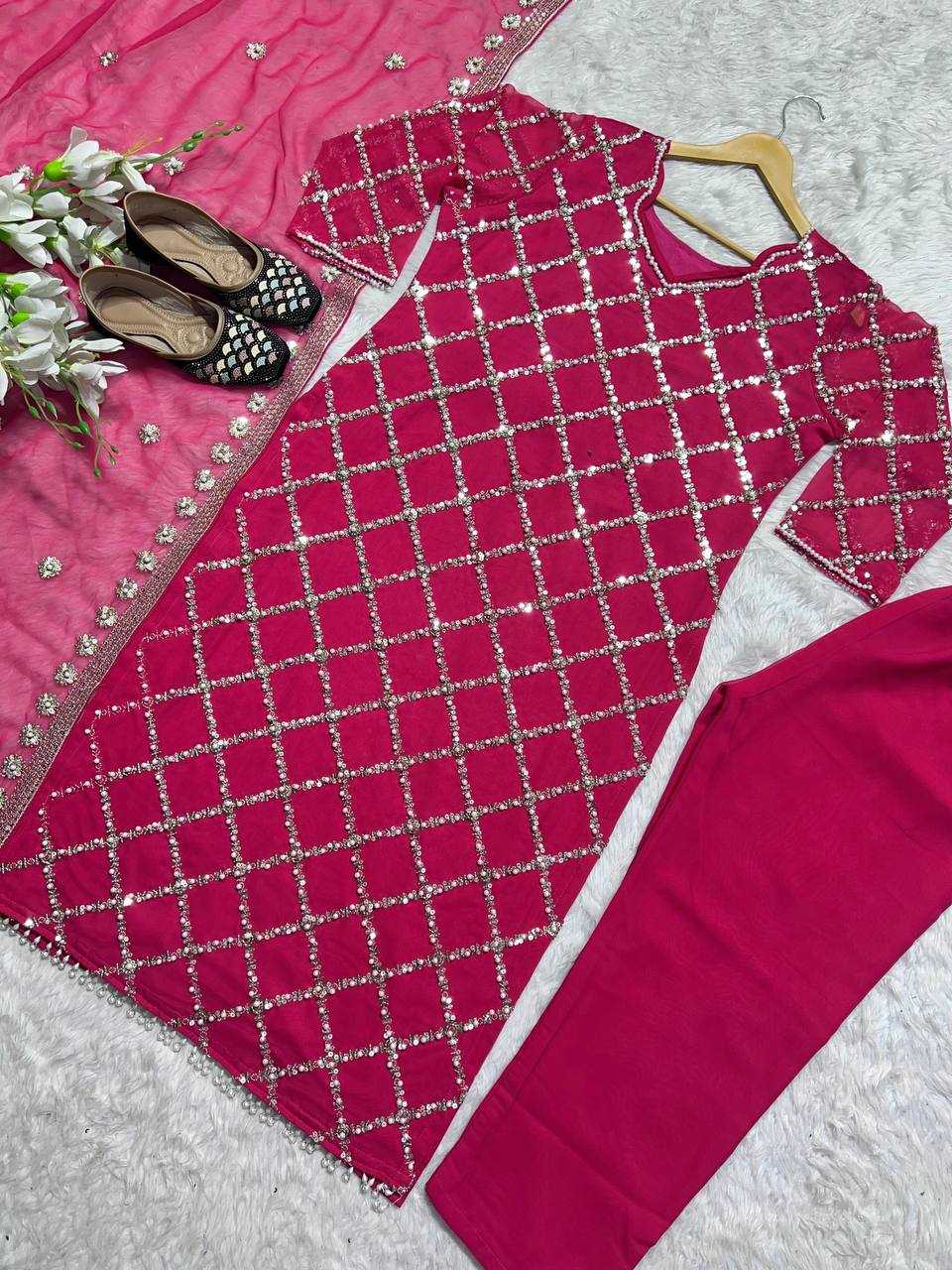 Ynf Faux Georgette KESH528 409 Suits & Dresses Wedding Collections Festive Collections Wholesale Embroidery Suits Georgette Suit Handwork Suits Manufacturer