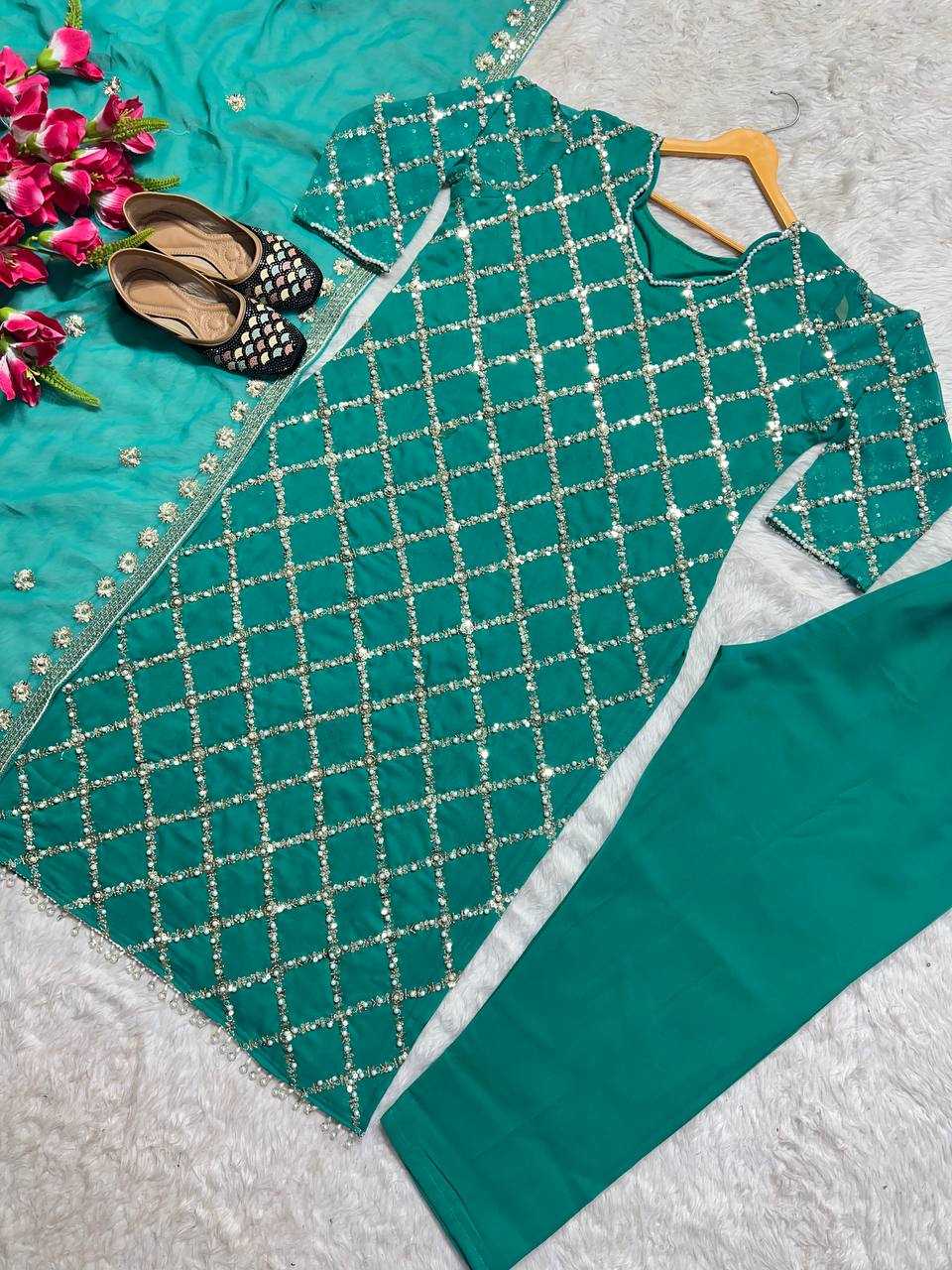 Ynf Faux Georgette KESH528 409 Suits & Dresses Wedding Collections Festive Collections Wholesale Embroidery Suits Georgette Suit Handwork Suits Manufacturer
