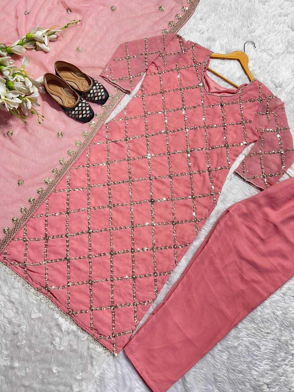 Ynf Faux Georgette KESH528 409 Suits & Dresses Wedding Collections Festive Collections Wholesale Embroidery Suits Georgette Suit Handwork Suits Manufacturer
