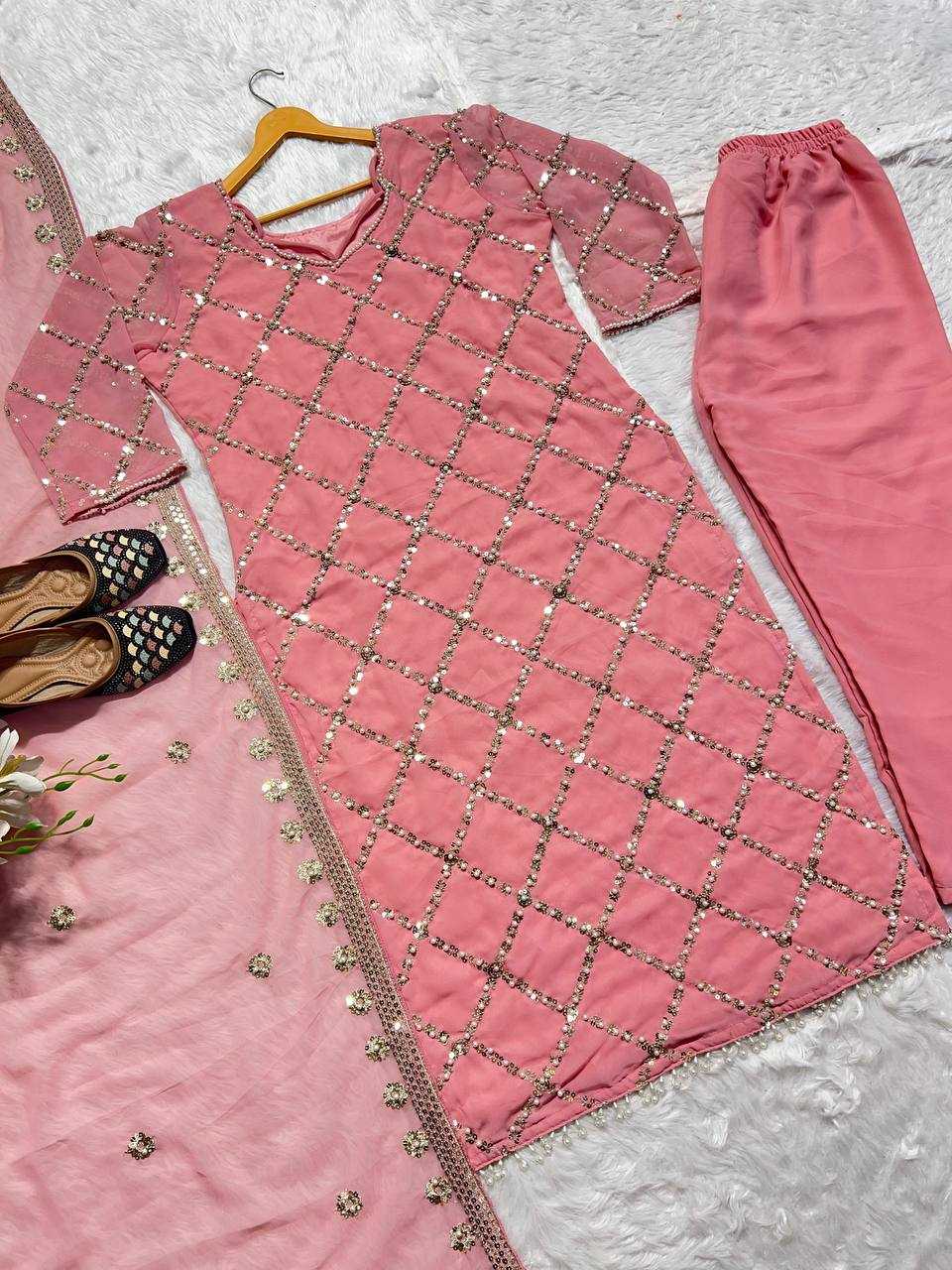 Ynf Faux Georgette KESH528 409 Suits & Dresses Wedding Collections Festive Collections Wholesale Embroidery Suits Georgette Suit Handwork Suits Manufacturer