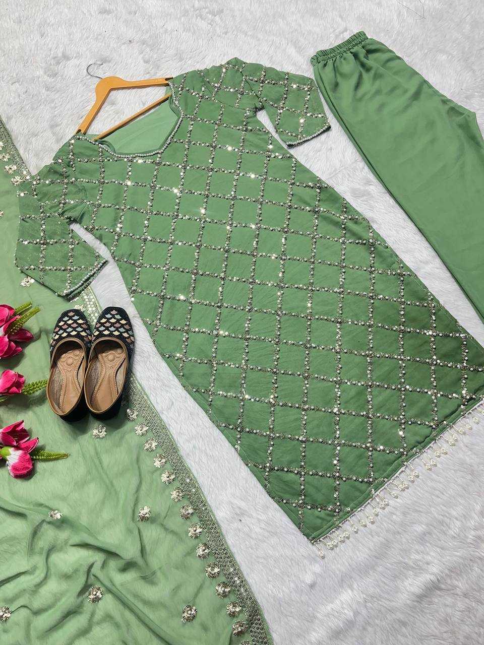 Ynf Faux Georgette KESH528 409 Suits & Dresses Wedding Collections Festive Collections Wholesale Embroidery Suits Georgette Suit Handwork Suits Manufacturer
