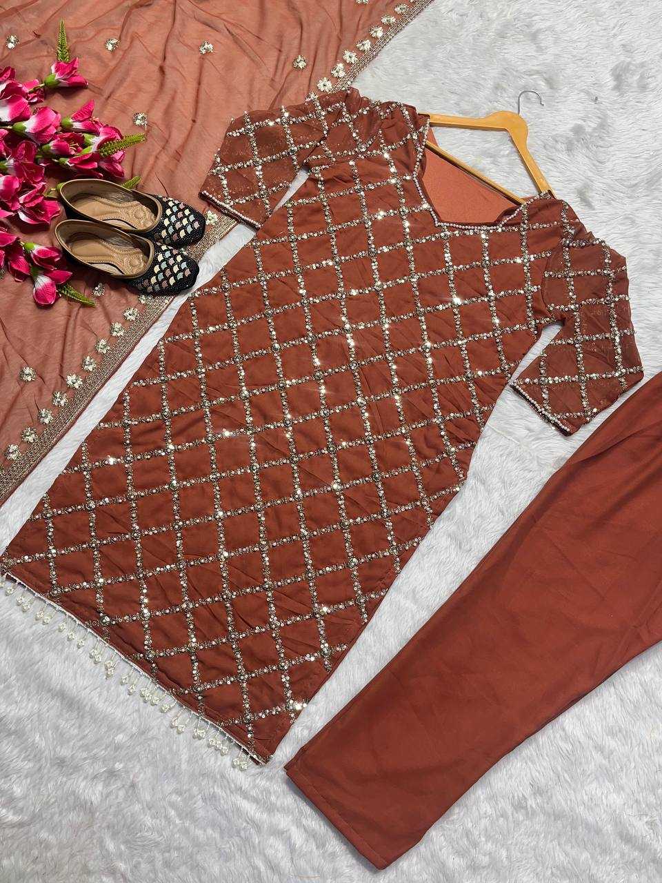 Ynf Faux Georgette KESH528 409 Suits & Dresses Wedding Collections Festive Collections Wholesale Embroidery Suits Georgette Suit Handwork Suits Manufacturer