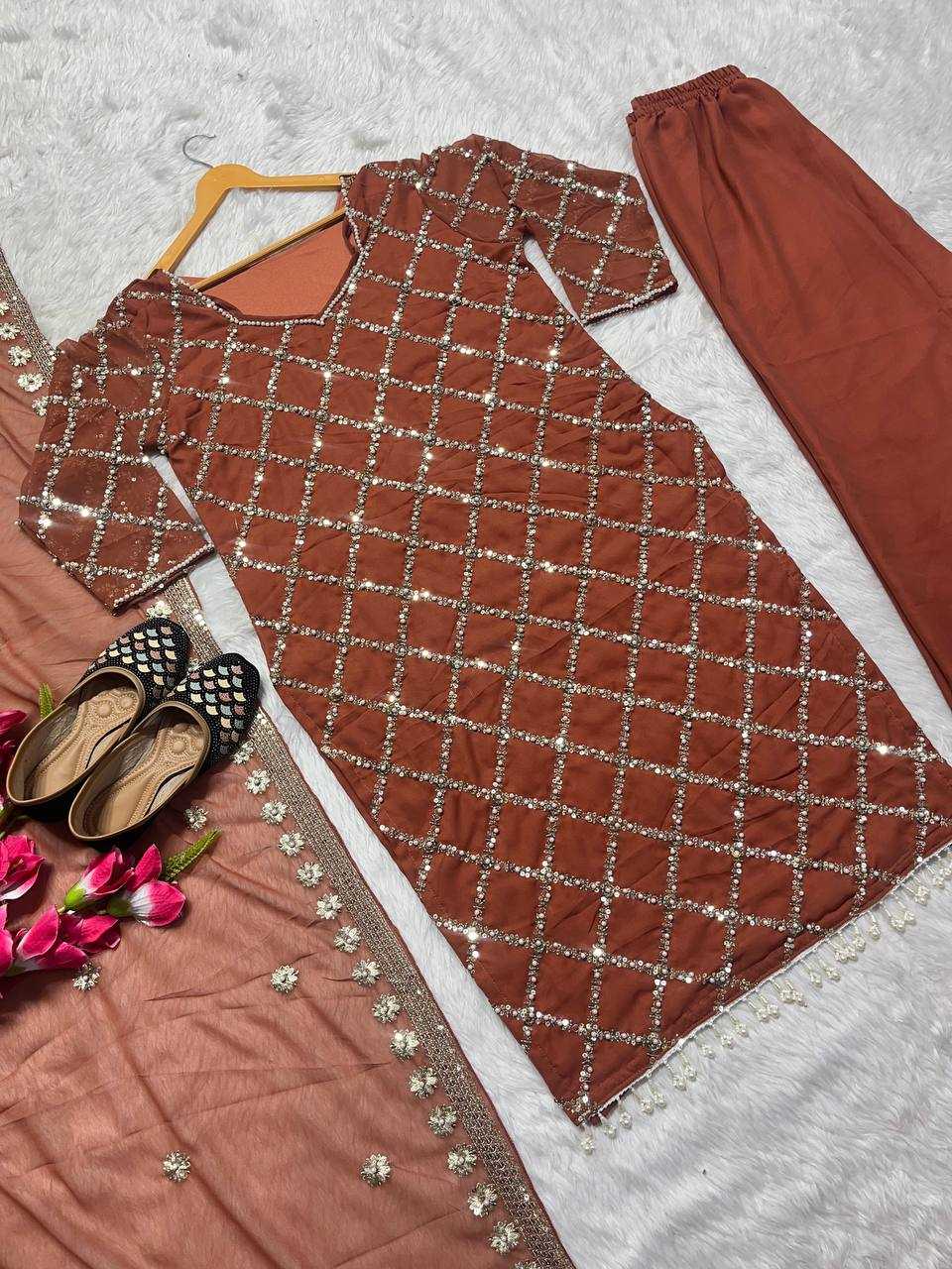 Ynf Faux Georgette KESH528 409 Suits & Dresses Wedding Collections Festive Collections Wholesale Embroidery Suits Georgette Suit Handwork Suits Manufacturer