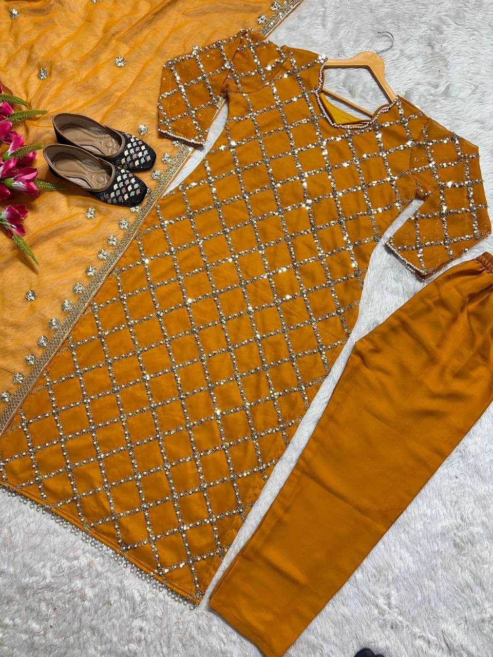 Ynf Faux Georgette KESH528 409 Suits & Dresses Wedding Collections Festive Collections Wholesale Embroidery Suits Georgette Suit Handwork Suits Manufacturer