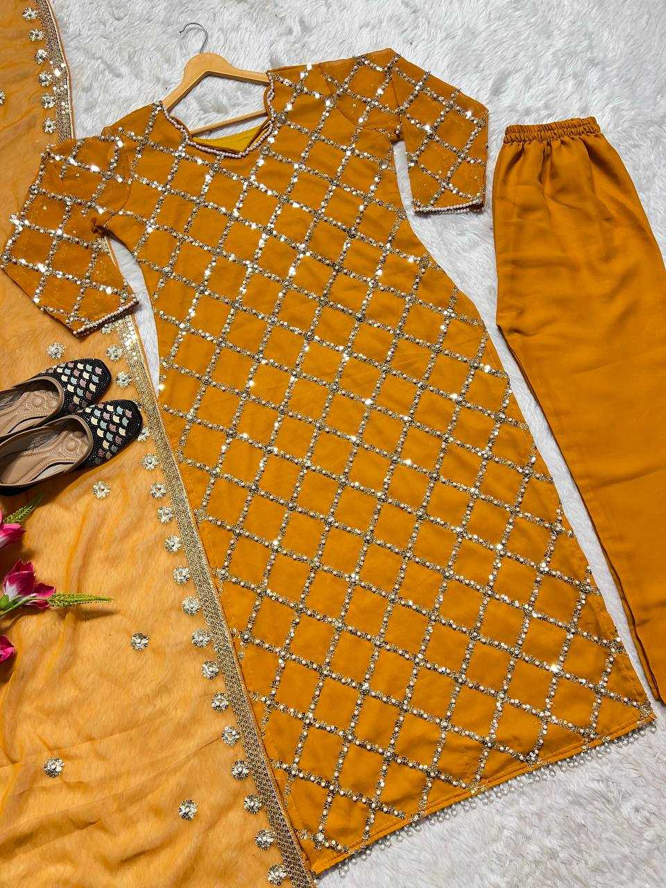 Ynf Faux Georgette KESH528 409 Suits & Dresses Wedding Collections Festive Collections Wholesale Embroidery Suits Georgette Suit Handwork Suits Manufacturer