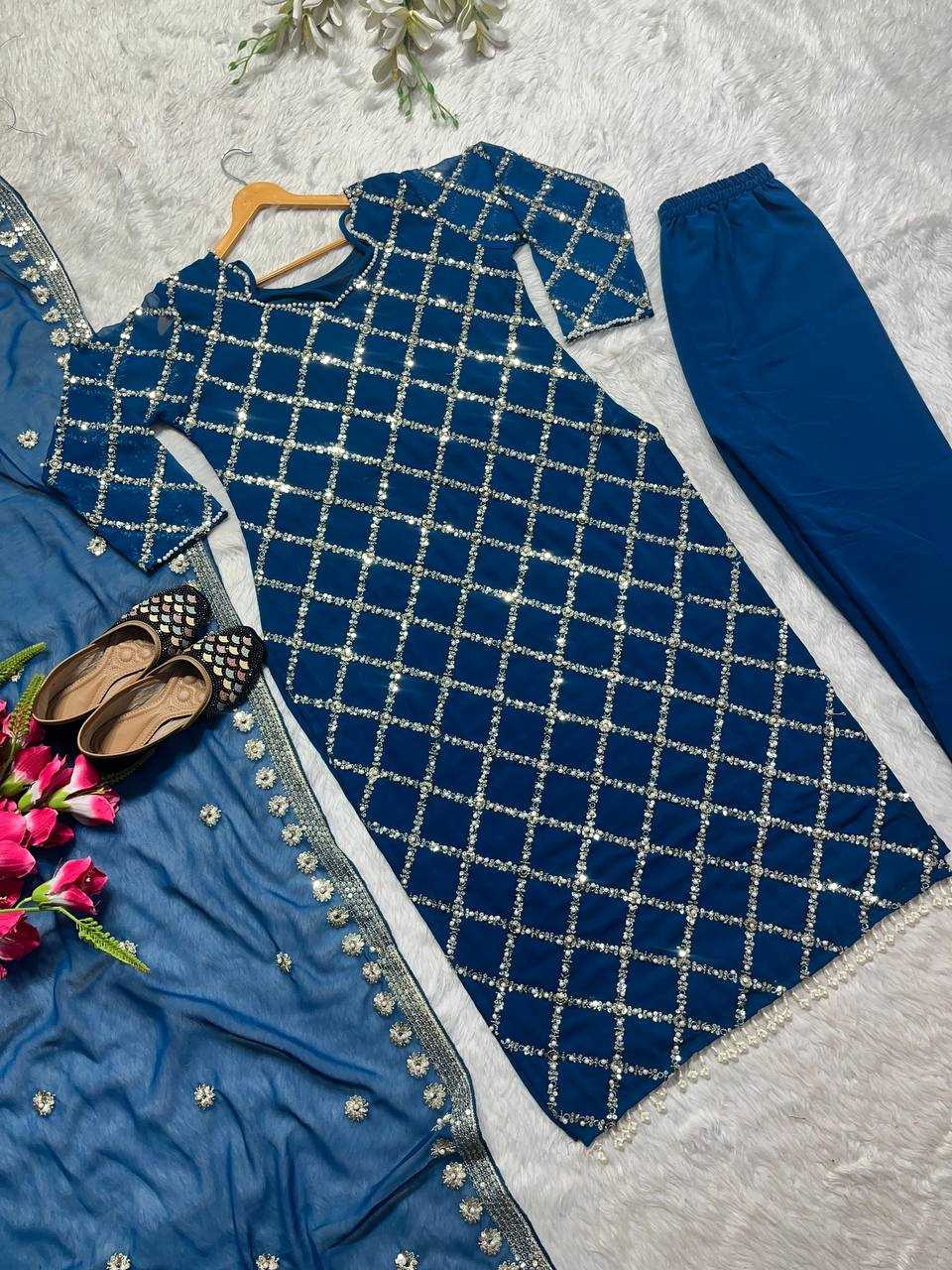 Ynf Faux Georgette KESH528 409 Suits & Dresses Wedding Collections Festive Collections Wholesale Embroidery Suits Georgette Suit Handwork Suits Manufacturer