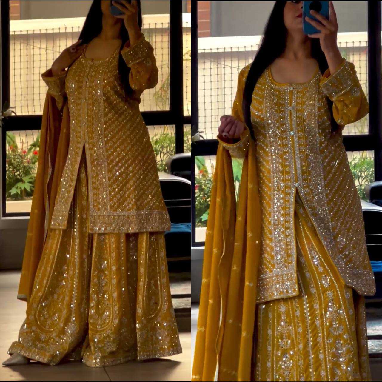 Ynf Faux Georgette KESH528 449 Suits & Dresses Wedding Collections Festive Collections Wholesale Sharara Salwar Suits Embroidery Suits Wedding Outfits Manufacturer